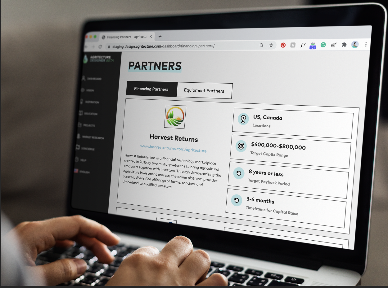 Agritecture Designer financing &amp; equipment partner profiles