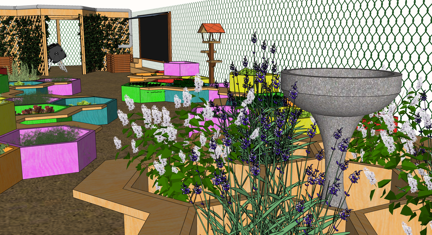 Rendering of Harlem Grown’s redesigned community garden by Dhwani