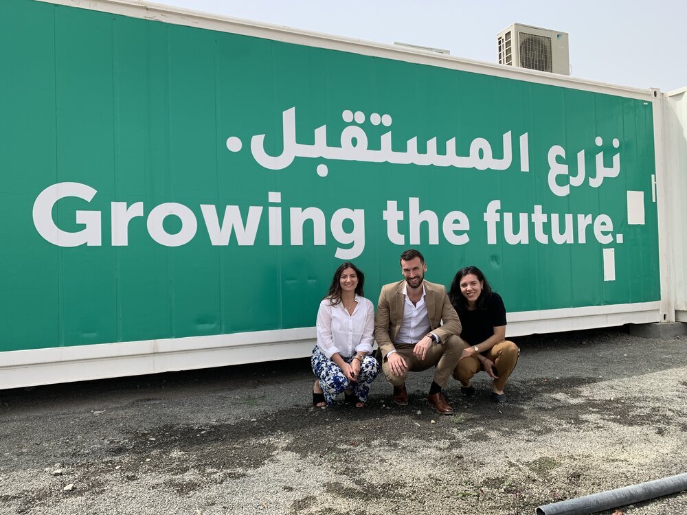 Briana Zagami, alongside Yara Nagi and Henry Gordon Smith, at Madar Farms in Masdar City, Abu Dhabi