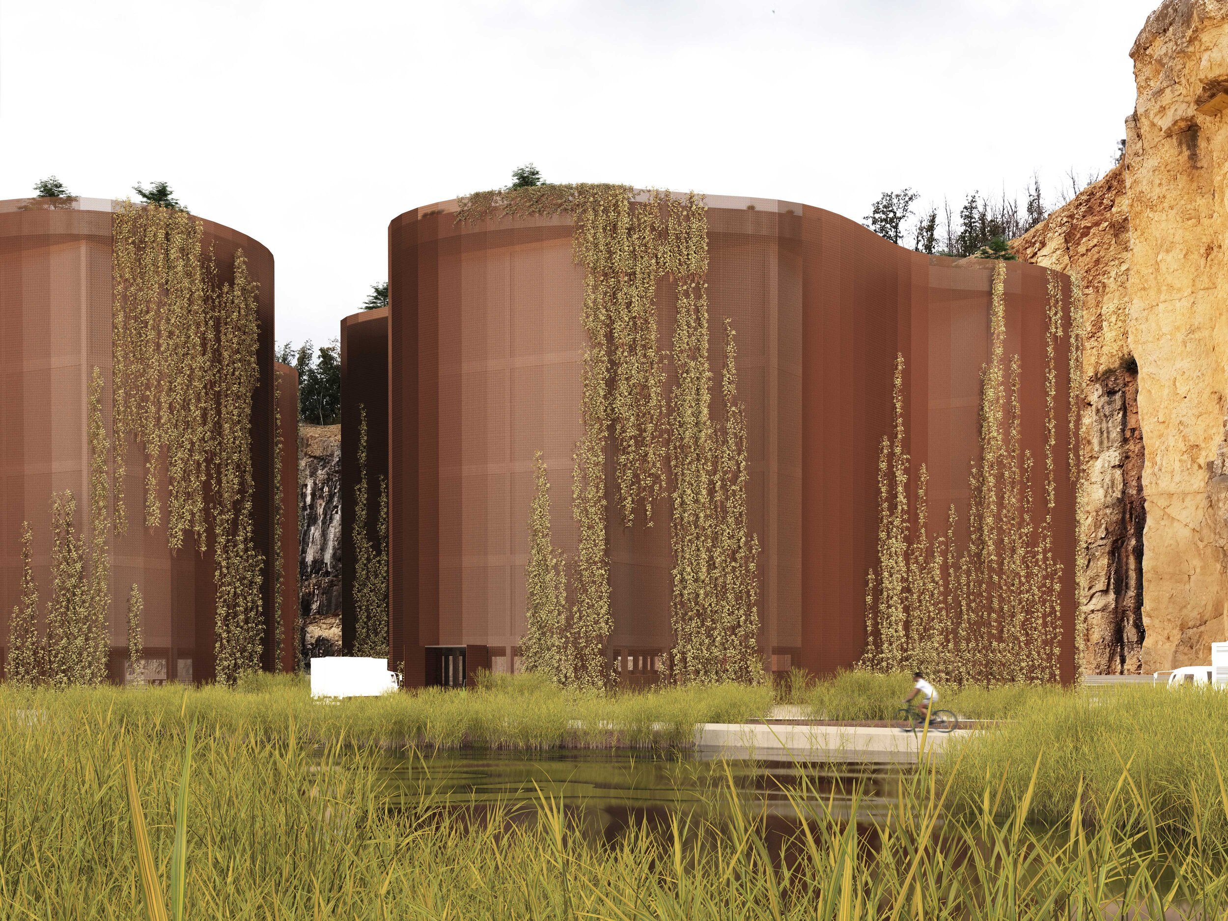 Rendering of the Vertical Farm in La Sarraz; image sourced from YASAI.