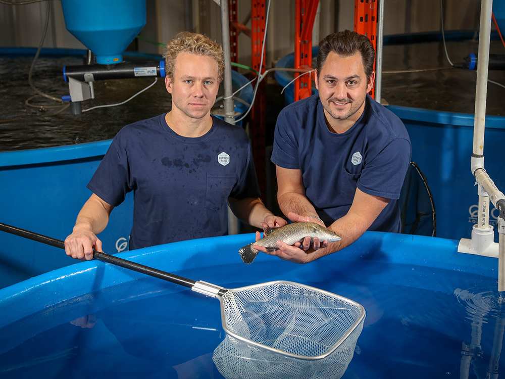 Reid Henuset and Paul Shumlich of Deepwater Farms in Calgary’s first commercial aquaponics farm. AL CHAREST/POSTMEDIA