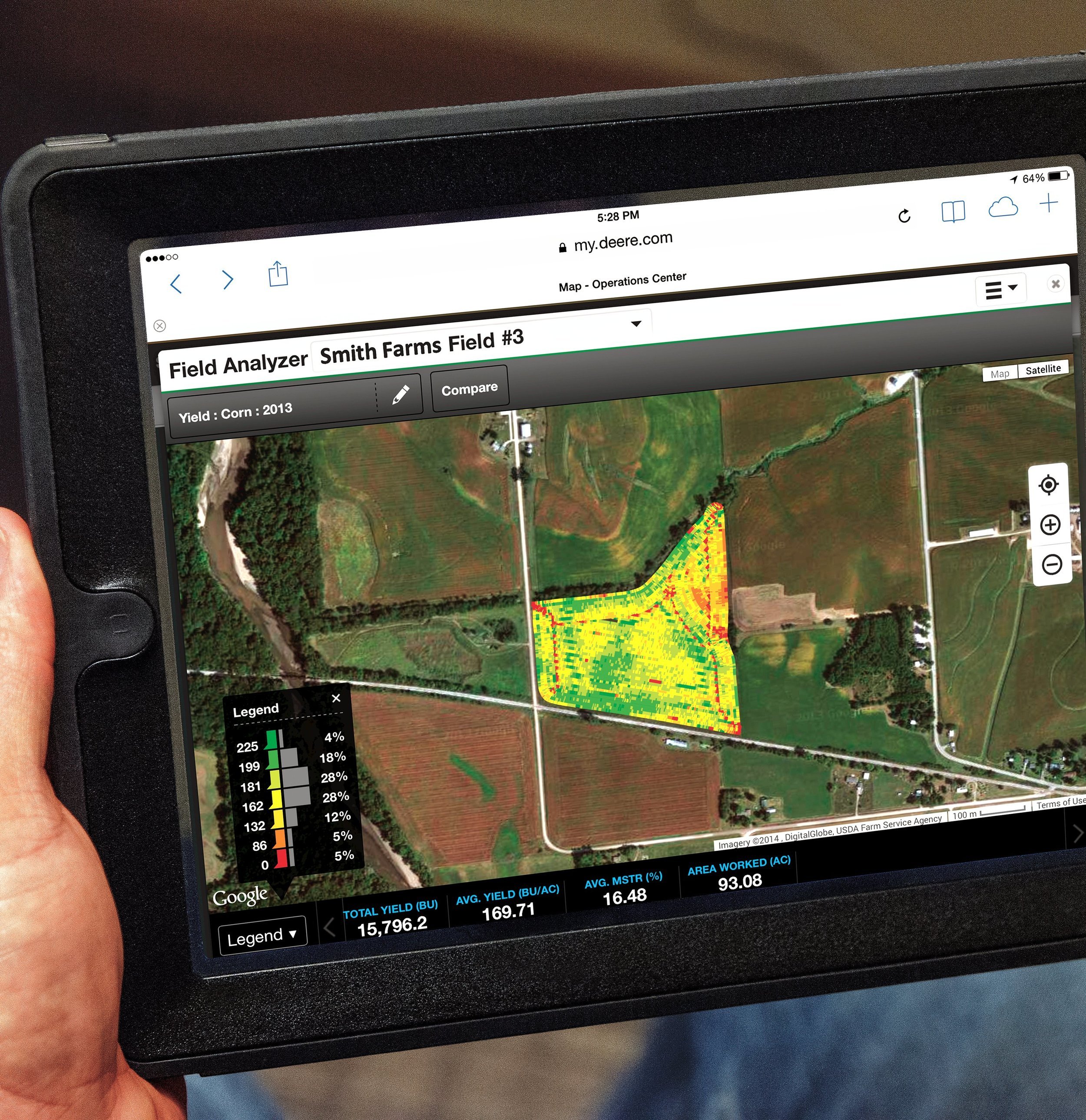 John Deere and NASA technology allows farmers to digitally track multiple variables over time on their fields.