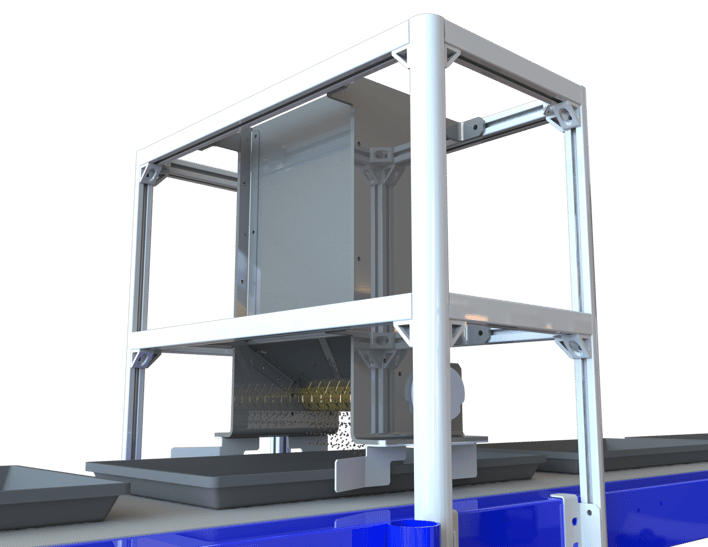 SEEDER ON CONVEYOR WITH FRAME