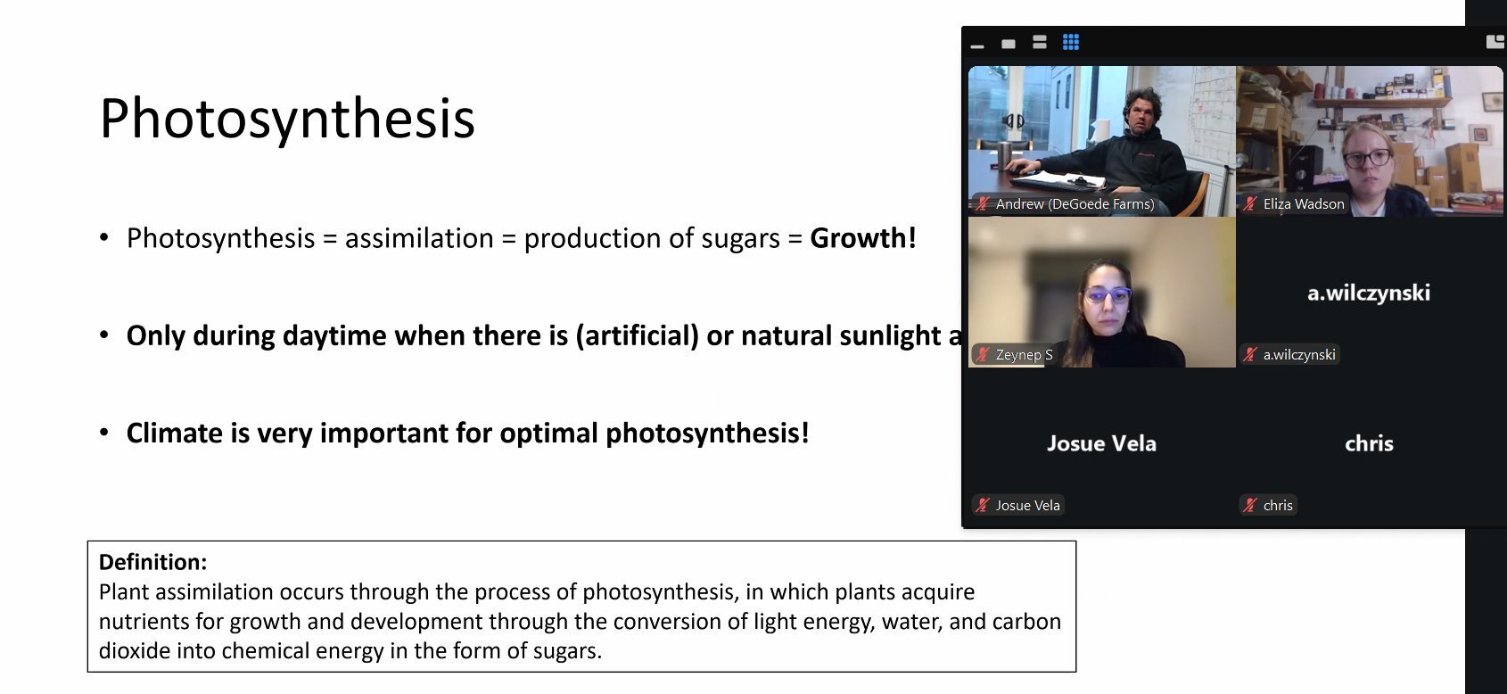 Previous training session